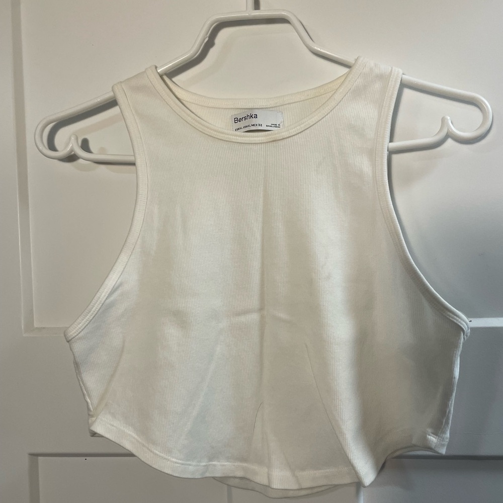 Bershka White Crop Tank